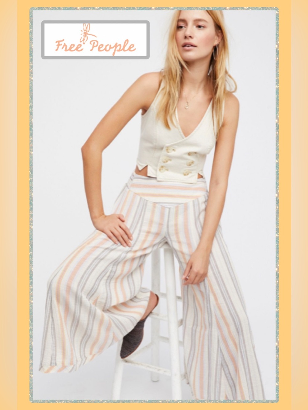Free People Blaire Pull On Wide Leg Flowy Palazzo XS Boho EUC